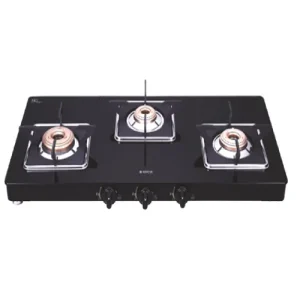 Elica Slender Cooktop with Manual Ignition, Square Pan Support, Brass Burner (Black, 377 SPCT)