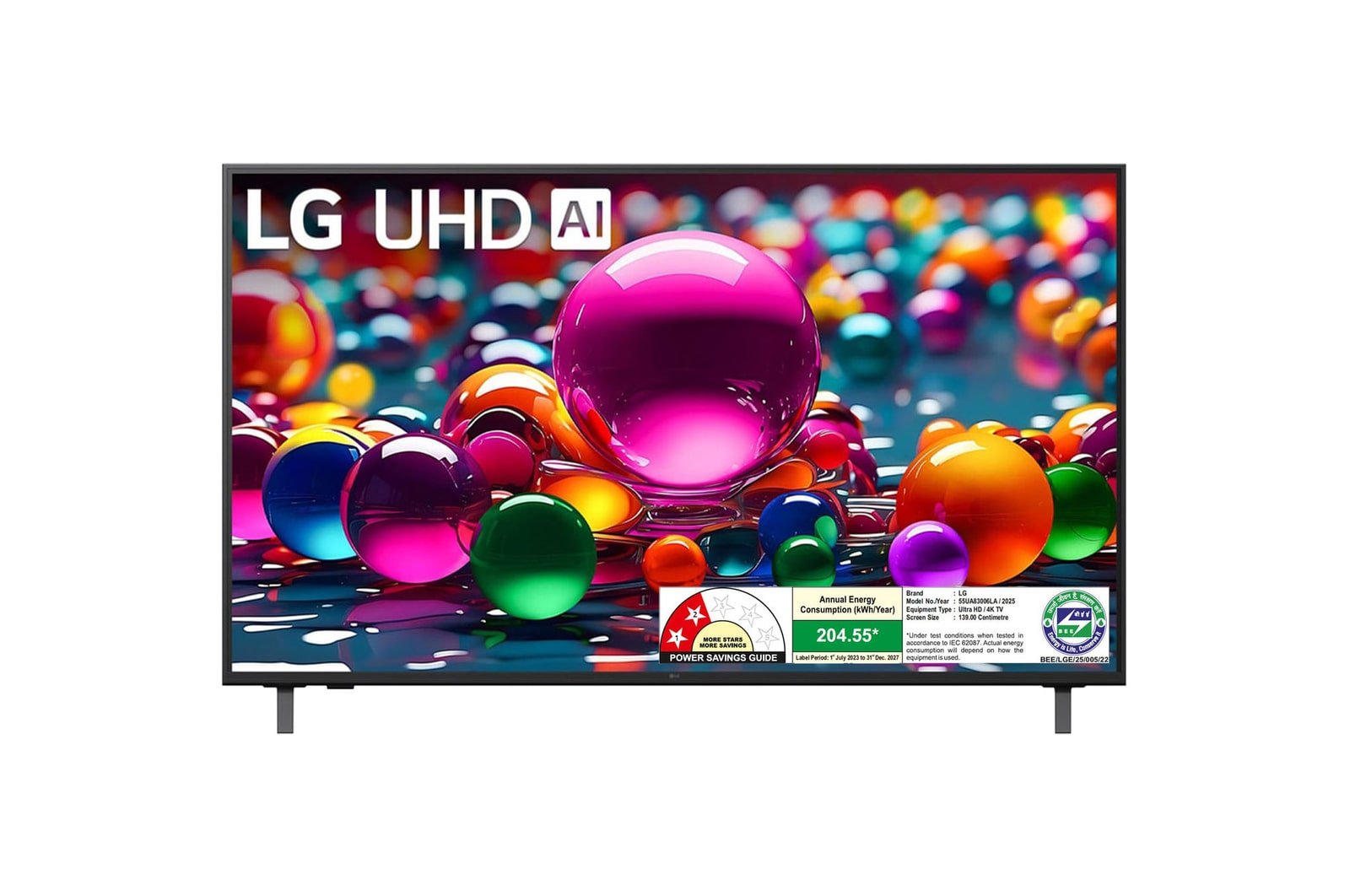 LG 139 cm (55) 4K UHD AI TV (UA8300), α7 AI Processor Gen8, FILMMAKER MODE™, with Dolby Atmos 2025