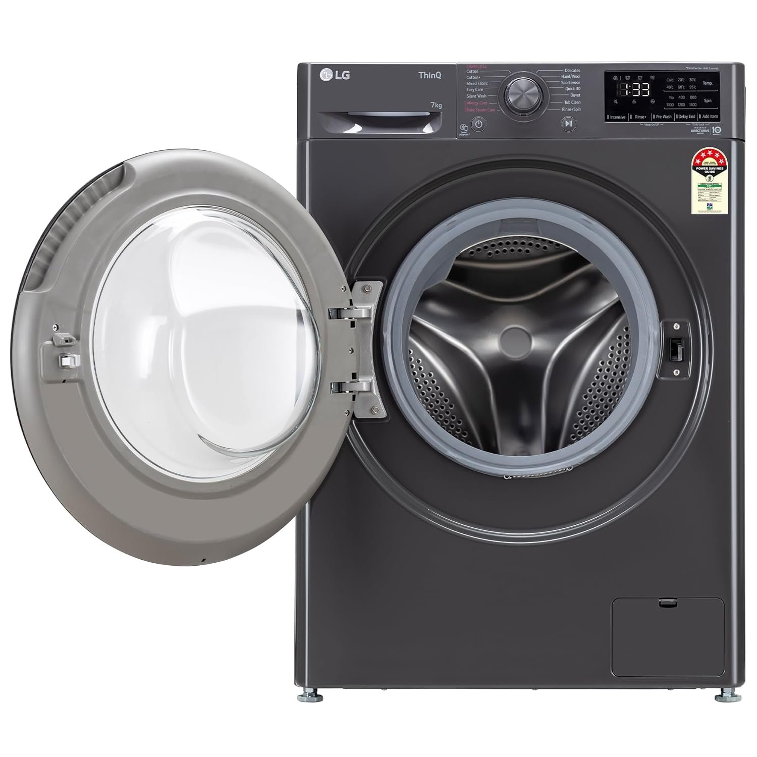 LG 7Kg Front Load Washing Machine, AI Direct Drive, Steam™, Middle Black - Image 7
