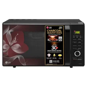 LG 28 L Charcoal Convection Microwave Oven with 301 Auto Cook Menu, Motorised Rotisserie, Floral Black