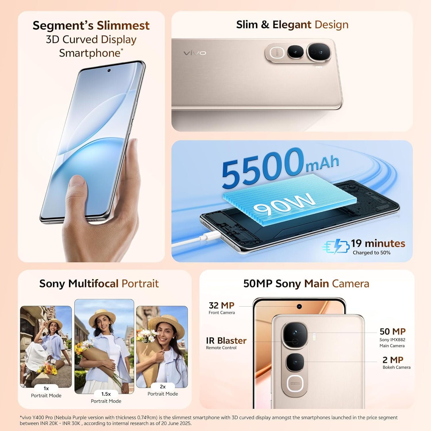 Vivo Y400 Pro 5G (Fest Gold, 8GB RAM, 128GB Storage) - Image 5