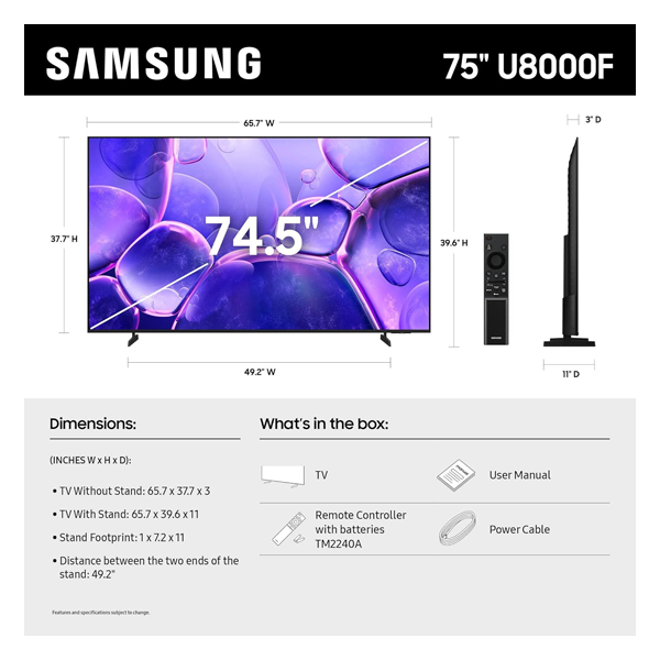 Samsung Crystal UHD 4K Smart TV(75 INCH, 1.91 M) - Image 3
