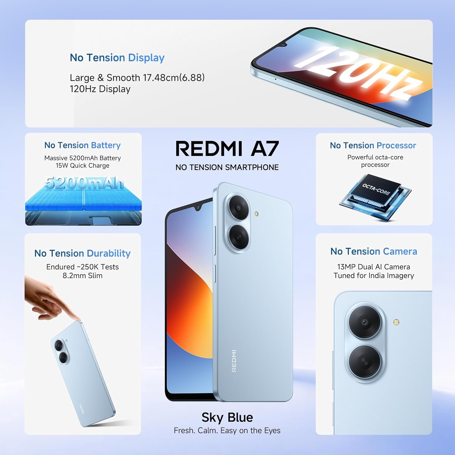 REDMI A7 4G (5200 MH, Sky Blue, 3 GB RAM, 64GB Storage) - Image 3
