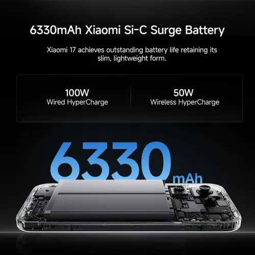 Xiaomi 17 (12GB RAM, 512GB Storage) | Snapdragon 8 Elite Gen 5 | 6330mAh Battery | Leica 50MP Triple Camera | Black - Image 3