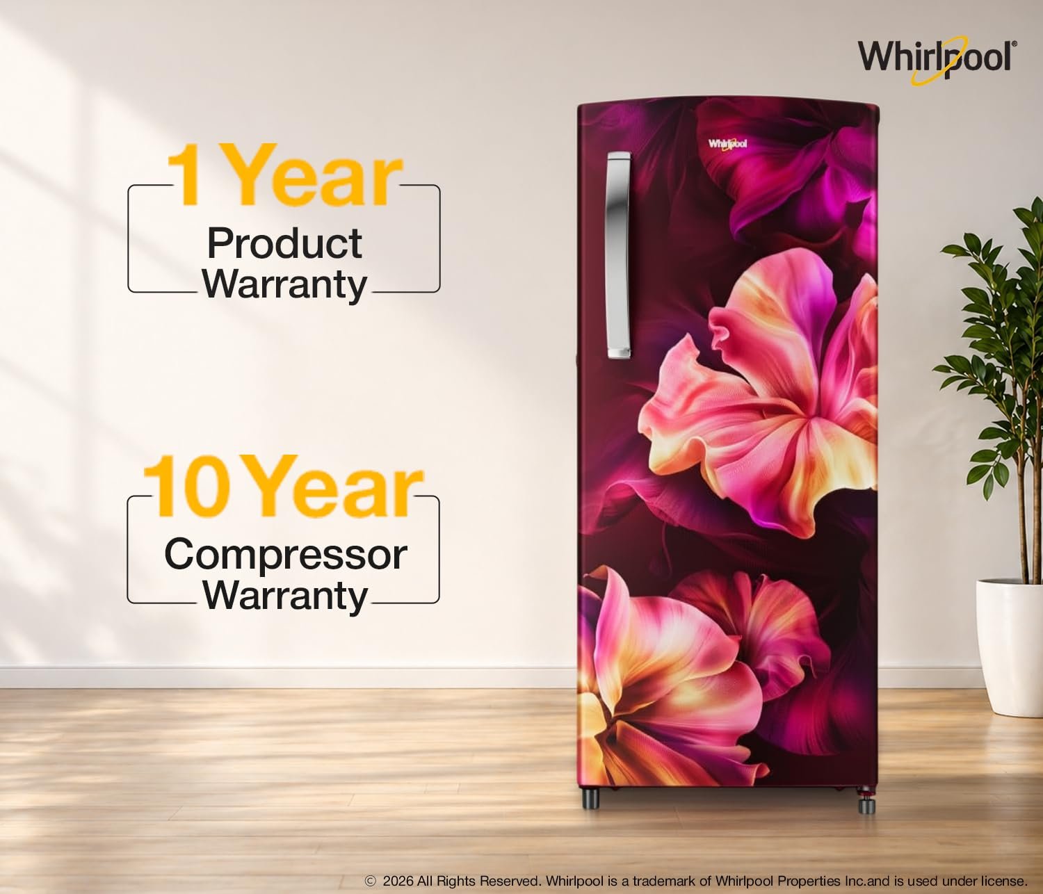Whirlpool * 207 L 3 Star Icemagic Pro Inverter Direct-Cool Single Door Refrigerator (230 IMPRO PRM 3S WINE SILK-Y, Red, 2026 Model) - Image 5