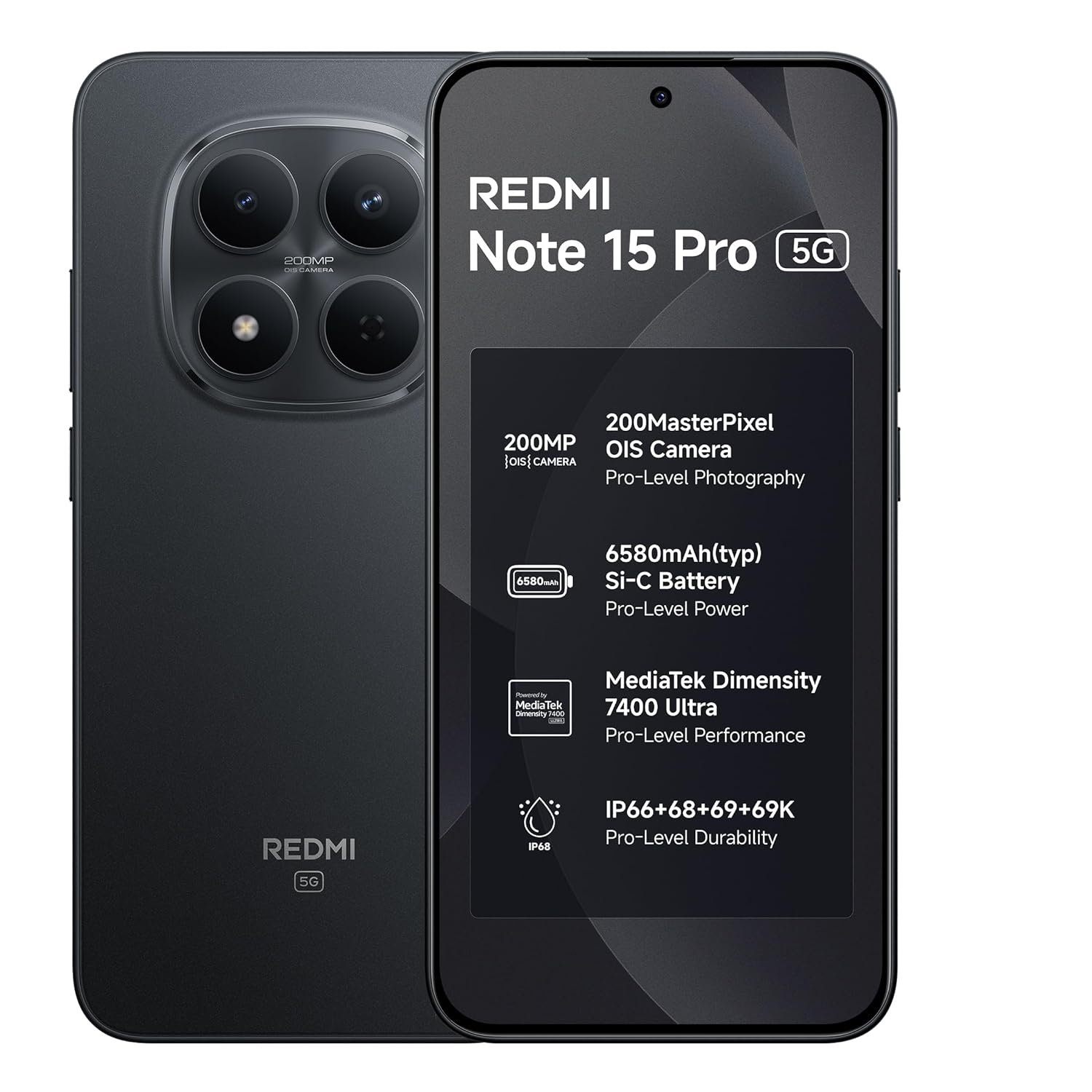 REDMI Note 15 Pro+ 5G (Carbon Black, 8GB+256GB, 6500mAh)