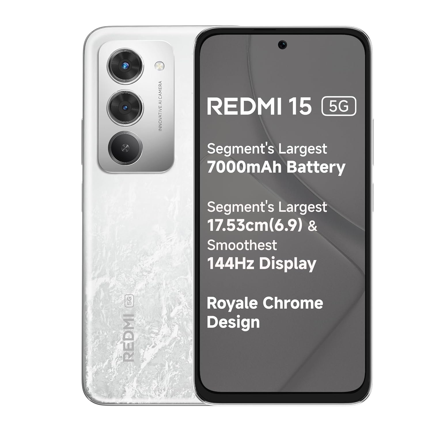 Redmi 15 5G 7000mAh Battery Frosted White (8GB RAM, 128GB Storage)