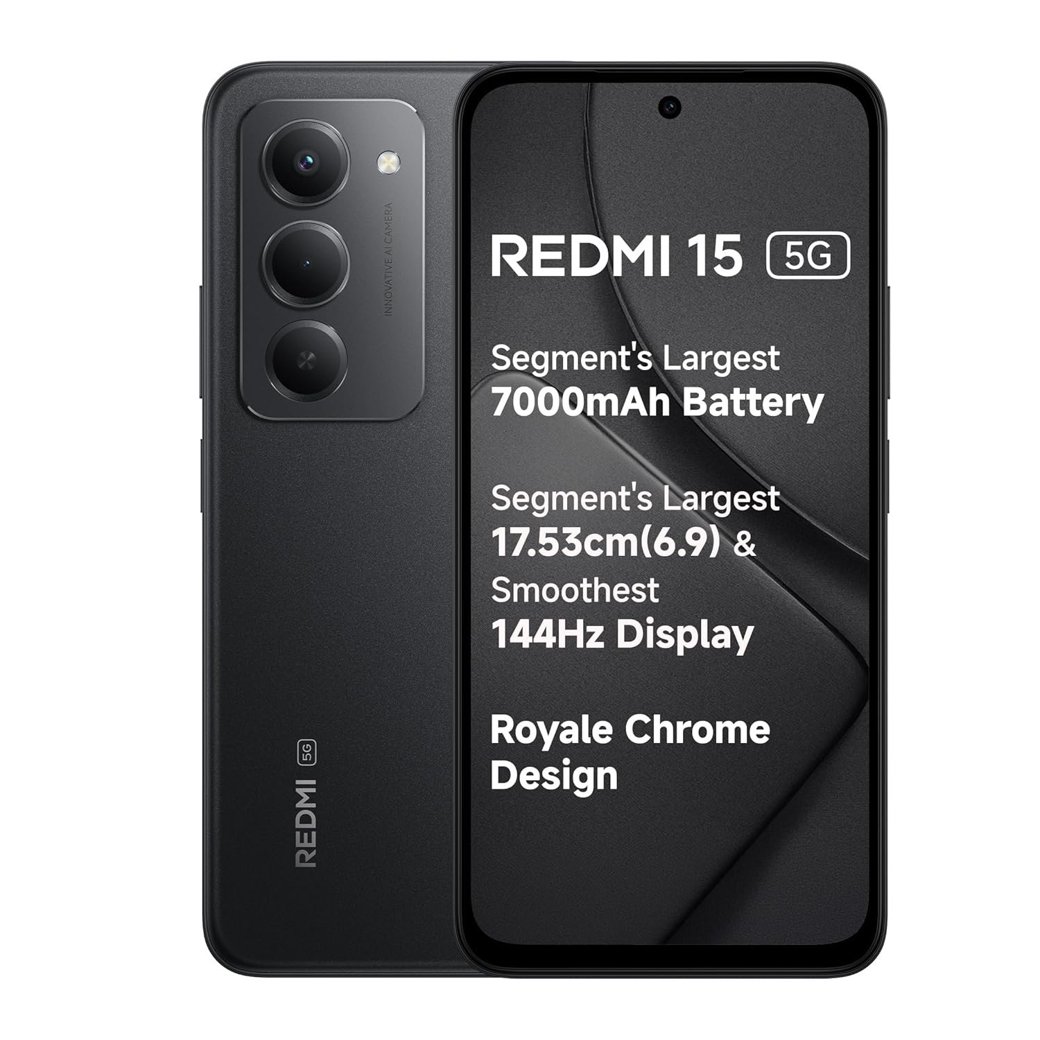 Redmi 15 5G 7000mAh Battery Midnight Black (6GB RAM, 128GB Storage)