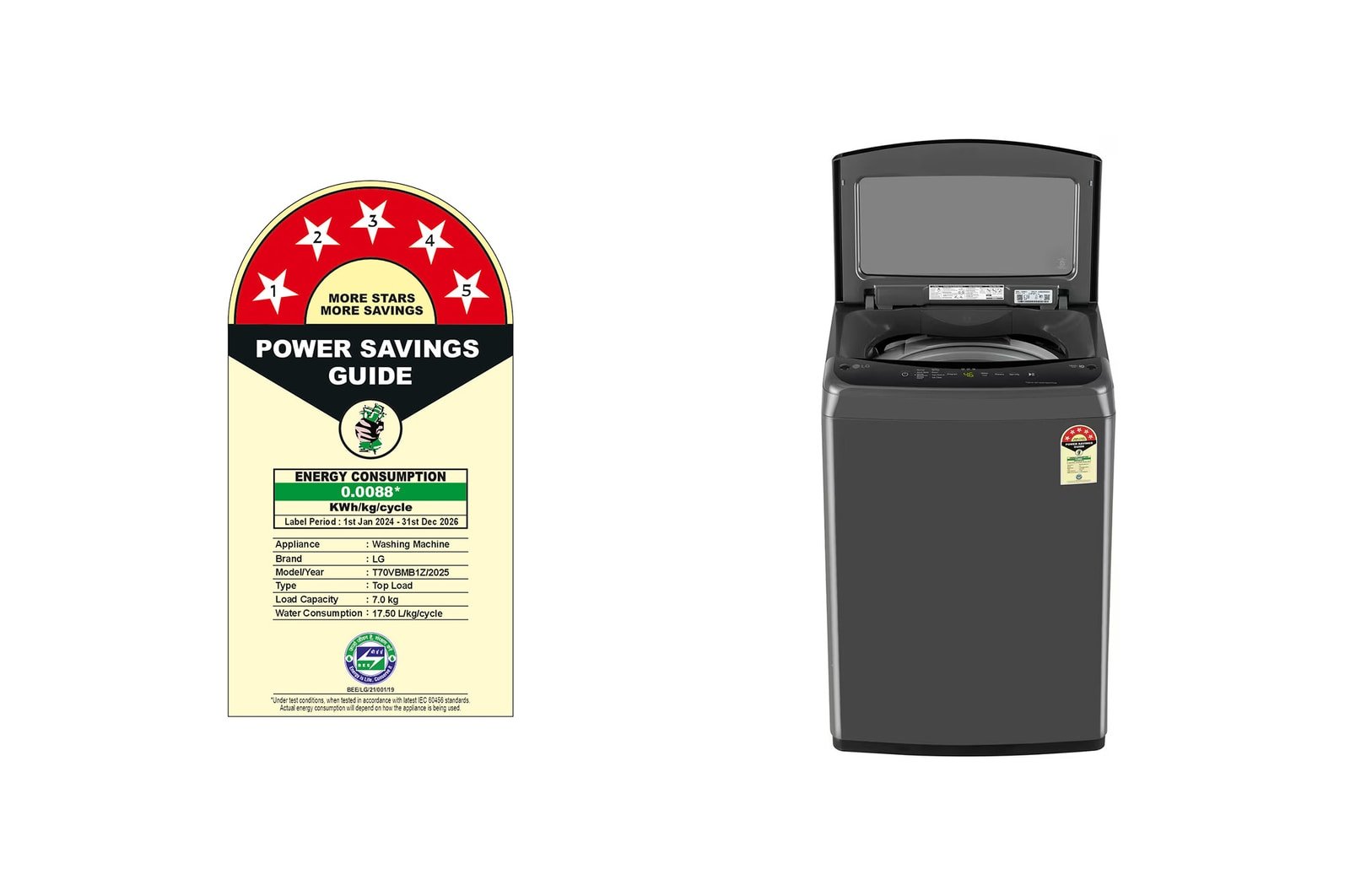 LG 7 kg Top Load Washing Machine with Smart Inverter Motor, TurboDrum, Middle Black, 5 Star - Image 2