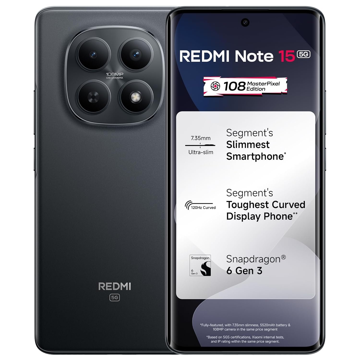 REDMI Note 15 5G (Black, 8GB RAM, 256GB Storage, 5520mAh Battery)